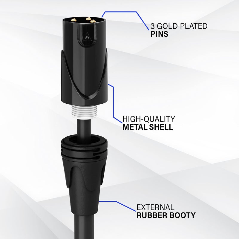 LyxPro 6 Feet XLR Microphone Cable Balanced Male to Female 3 Pin Mic Cord for Powered Speakers Audio Interface Professional Pro Audio Performance and Recording Devices - Black - Image 2